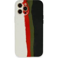 Newface iPhone 12 Pro Kılıf Ebruli Lansman Silikon - Beyaz-Siyah