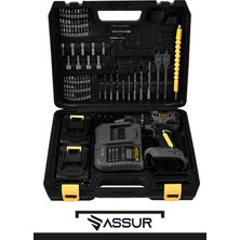 Assur 21V Çelik Mandren Kömürsüz Motor Darbeli Şarjlı Matkap Vidalama
