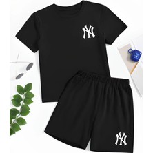 Calp Teks Ny Baskılı Şort/t-Shirt Alt-Üst Unisex Çocuk Yazlıktakım