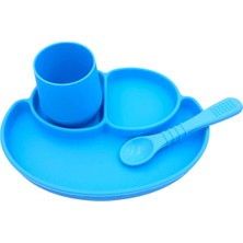 Bebek Vakumlu Mama Tabağı, Kaşığı ve Bardak Seti Silikon Bebek Beslenme Set