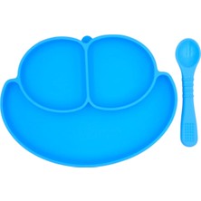 Bebek Vakumlu Mama Tabağı, Kaşığı ve Bardak Seti Silikon Bebek Beslenme Set