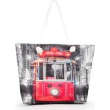 Monalisa Home Kadın Plaj Çantası Rengarenk Desenli