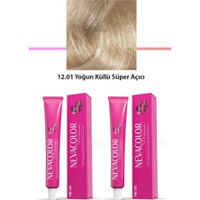 2 Li Set Premium 12.01 Yoğun Küllü Süper Açıcı - Kalıcı Krem Saç Boyası 2 x 50 G Tüp