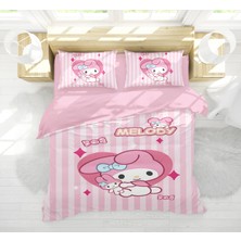 My Melody 3D Dijital Baskılı Çift Kişilik Nevresim Takımı Kız Çocuk Nevresim Takımı
