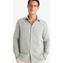 DeFacto %100 Pamuk Regular Fit İnce Polo Yaka Uzun Kollu Gömlek D7394AX25SP