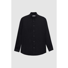 D'S Damat Ds Damat Comfort Siyah Düz Gömlek 4HC02AP01265M