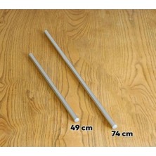 2 'li Oklava Alüminyum Paslanmaz (74-49 Cm) Metal Oklava Seti Hamur Açma Aparatı Sofra Mutfak