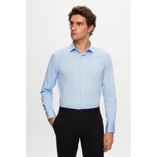 D'S Damat Ds Damat Slim Fit Mavi Düz Gömlek 4HE02DY05006M