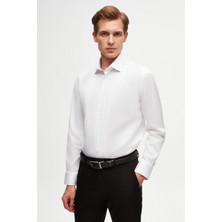 D'S Damat Ds Damat Slim Fit Beyaz Düz Gömlek 4HE02DY05006M