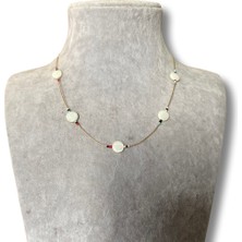 Krem Rengi Yuvarlak Boncuklu Zarif Bijuteri Kolye