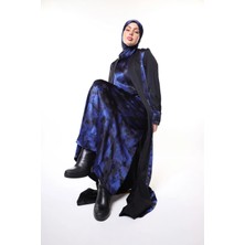 Harika Wear Mavi ve Siyah Detaylı Lüks Ferace – Özel Günler Için (Sadece Ferace)