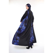 Harika Wear Mavi ve Siyah Detaylı Lüks Ferace – Özel Günler Için (Sadece Ferace)