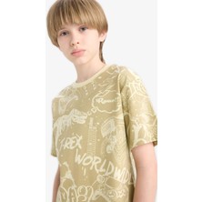 DeFacto Bisiklet Yaka Desenli Kısa Kollu Tişört Erkek Çocuk D9290A825SM