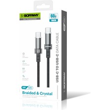 Soffany HM-535 Örgülü Hızlı Type-C To Type-C Şarj ve Data Kablosu, Estetik Tasarım, 60W 100CM, Andorid iPhone iPad Ipod Uyumlu, Siyah