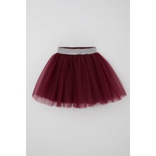 Breeze Kız Çocuk Tütü Etek Beli Sim Detaylı Lastikli 5-10 Yaş, Vişne Çürüğü