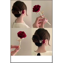 Japon Stil Metal Gül Figürlü Topuz Tokası | Kanzashi Saç Aksesuarı