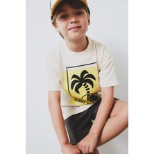 DeFacto 2'li Takım Palmiye Desenli Kısa kollu Tişört Beli Lastikli Şort Erkek Bebek E1200A525SM