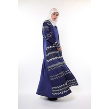 Harika Wear Akşam Yıldızı Kraliyet Işlemeli Lacivert Ferace (Iç Elbise Dahil Değil)