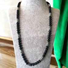 Mat Oniks Taşlı Siyah Erkek Doğal Taş Kolye