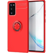 Newface Samsung Galaxy Note 20 Kılıf Range Yüzüklü Silikon - Kırmızı