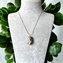 Turmalin Uçlu Çelik Doğal Taş Kolye