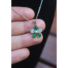 Flos Viridis Yeşil Çiçek Zirkon Kolye Çelik Kolye