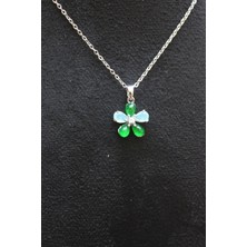 Flos Viridis Yeşil Çiçek Zirkon Kolye Çelik Kolye