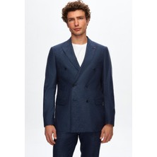 D'S Damat Ds Damat Slim Fit Lacivert Kazayağı Keten Karışımlı Takim Elbise 4HF05YS045880