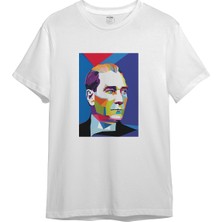 Atatürk Pop Art Tişört - Beyaz