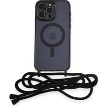 Newface iPhone 12 Pro Kılıf Divo Lazer Askılı Magsafe Kapak - Siyah