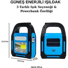 Güneş Enerjili ve USB Şarj Edilebilir 3 Modlu Karavan Bağ Bahçe Kamp Lambası-Powerbank Özellikli