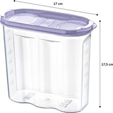 2 Kapaklı Ölçekli Erzak Kuru Gıda Saklama Kutusu Kabı - 1,7 Litre