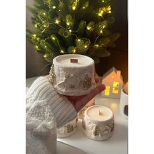 Lalezen Home Elite Dekoratif Kış Temalı Soyawax Mum Ahşap Fitilli 1 Adet Ahşap Malzeme ile Şık Tasarım