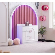 Dolunay Şifonyer - Beyaz Pembe