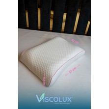 Lüx Bombeli Boyun Destekli Ortopedik Yastık; Anti-Aging Visco Yastık 57X42X13/11 Pembe