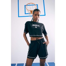 DeFacto %100 Pamuk NBA Brooklyn Nets Cropped Fit Tişört B9953AX25SM