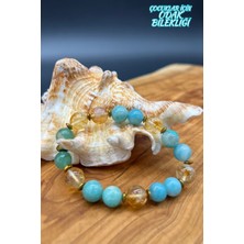 Mutlu Zihin Çocuk Bilekliği – Amazonit ve Sitrin Taşlı Esnek Doğal Taş Bileklik Odak Bilekliği