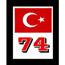 Türkiye Bayraklı Bartın 74 Plaka Kodu Ön Cam Sticker