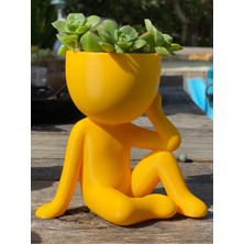 Düşünen Oturmuş Kaktüs Saksı