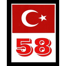 Türkiye Bayraklı Sivas 58 Plaka Kodu Ön Cam Sticker