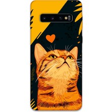 Galaxy S10 Plus Uyumlu Kedi Desenli Telefon Kılıfı + Ekran Koruyucu - 5783