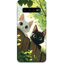 Galaxy S10 Plus Uyumlu Kedi Desenli Telefon Kılıfı + Ekran Koruyucu - 5785
