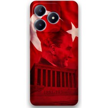 Realme Note 50 Uyumlu Atatürk Desenli Telefon Kılıfı + Ekran Koruyucu - 5848