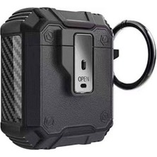 Airpods Uyumlu Joec Airbag 35 Darbelere Karşı Dayanıklı Düğmeli Kılıf-Siyah