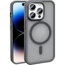 Apple iPhone 14 Pro Max Kılıf Magsafe Şarj Özellikli Mat Arka Yüzey Joec Sio Kapak-Gri