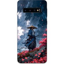 Galaxy S10 Plus Uyumlu Samuray Desenli Telefon Kılıfı + Ekran Koruyucu - 5825