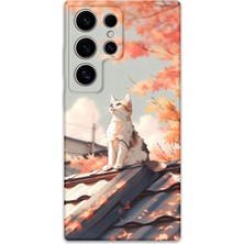 Galaxy S22 Ultra Uyumlu Kedi Desenli Telefon Kılıfı + Ekran Koruyucu - 5784