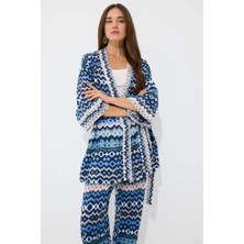 DeFacto Relax Fit Desenli Kuşaklı Kimono D5443AX25SP