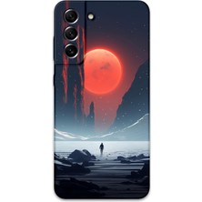 Galaxy S21 Fe Uyumlu Uzay Desenli Telefon Kılıfı + Ekran Koruyucu - 5861