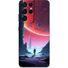 Galaxy S21 Ultra Uyumlu Uzay Desenli Telefon Kılıfı + Ekran Koruyucu - 5860
